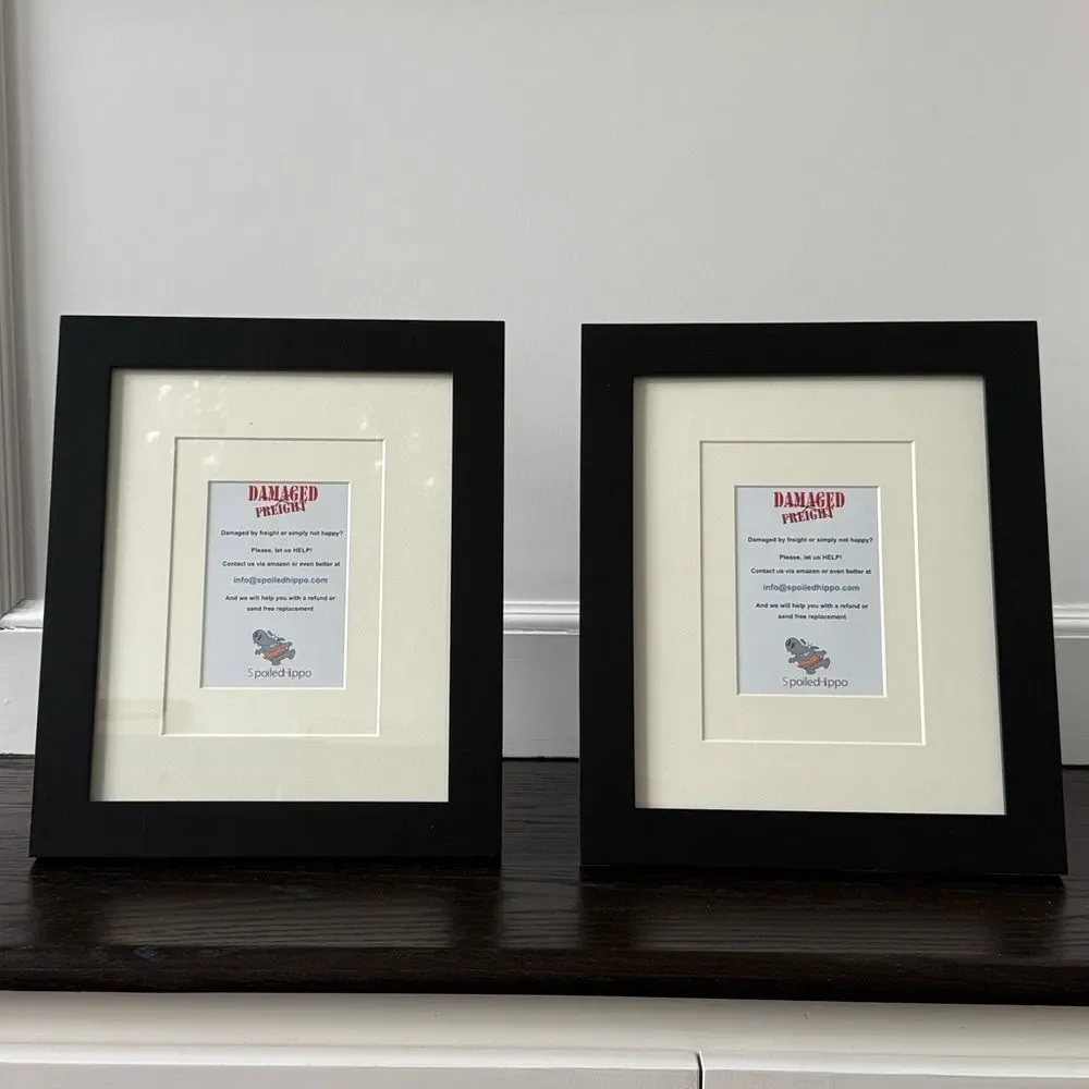 Set of 2 Black Wood Gallery Frames with Mats – 8x10 / 5x7 / 3x5